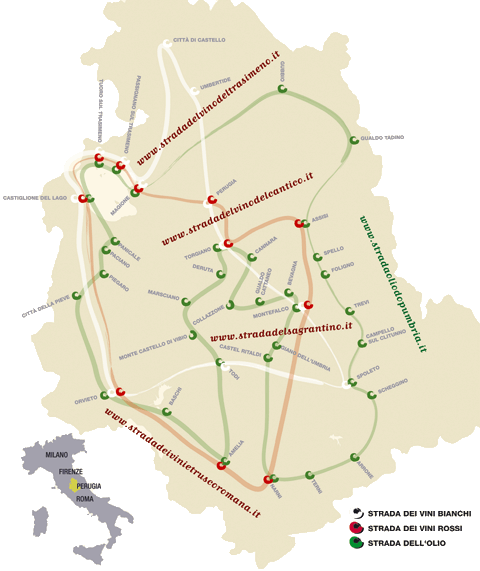 Mappa delle strade vino e olio